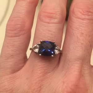 Sapphire and crystal ring